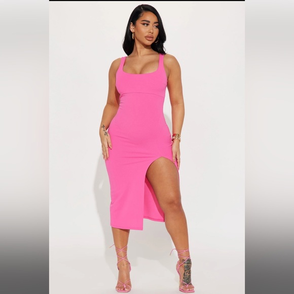 Fashion Nova Dresses & Skirts - Fashion Nova Yacht Ready Midi Dress - Hot Pink NWT Size Large